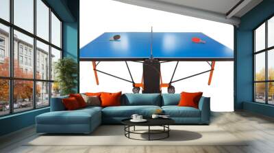 Table tennis table for the game. Racket and ball on it. Wall mural