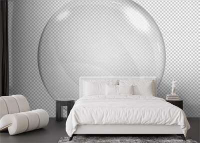 Big white transparent glass sphere with glares and highlights. Transparency only in vector format. Wall mural