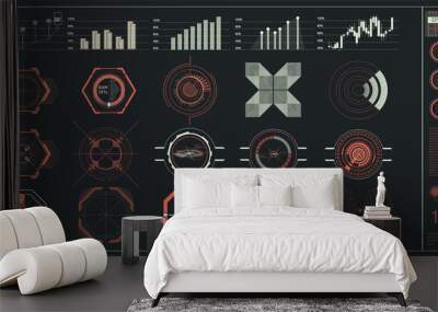 Hud elements,graph.Vector illustration.Head-up display elements for the web. Wall mural