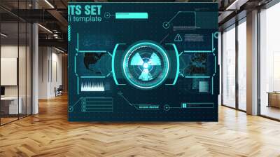 set of elements for the design of interfaces for games and movies of the future, a display for outer space. Futuristic vector hud interface screen design.  Wall mural