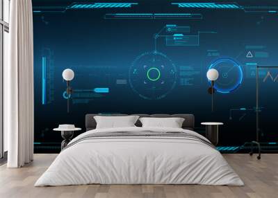 Virtual reality. Futuristic VR head-up display design. Futuristic Vector HUD Interface Screen Design.  HUD UI GUI futuristic user interface screen elements set. High tech screen for video game.  Wall mural