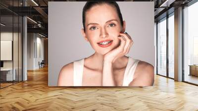 girl with braces smiling broad smile Wall mural