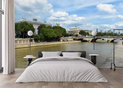 Summer Paris, embankment of the Seine. Wall mural