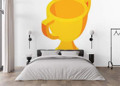 Golden trophy cup. First place. Flat 3d vector isometric illustration isolated on white background. Wall mural