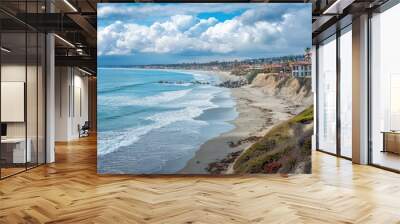 Architecture by the Beach: California San Clemente Coastal View with Vibrant Colors Wall mural