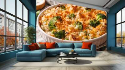 Broccoli Casserole Dinner Recipe with Turkey, Chicken, and Leftover Rice Wall mural