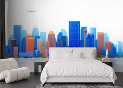 Calgary (Canada) skyline with panorama in white background. Vector Illustration. Business travel and tourism concept with modern buildings. Image for presentation, banner, website. Wall mural