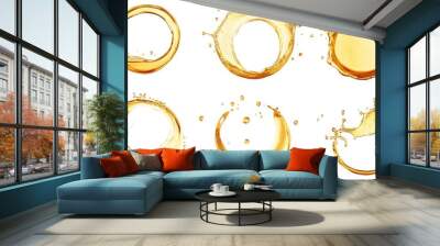 Collection of Circular Gold Splashes on White Background Wall mural