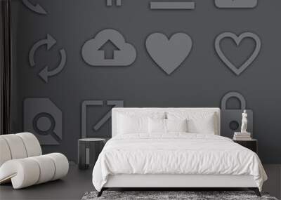 dark color icons for mobile applications and websites Wall mural