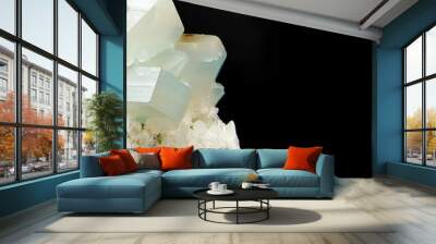 Datolite is rare precious natural geological stone on gradient background in low key, isolate. AI generated. Wall mural