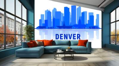 denver ( colorado ) skyline silhouette at white background. vector illustration. business travel and Wall mural