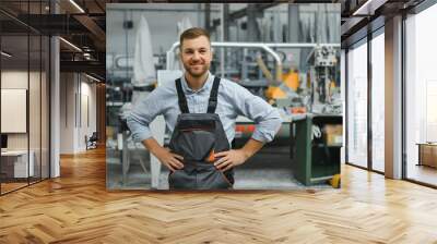 Factory worker. Man working on the production line. Wall mural