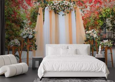 flowers decorations during outdoor wedding ceremony Wall mural