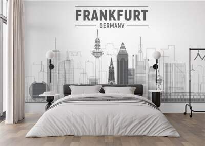 Frankfurt (Germany) line skyline. Germany. Vector illustration. Image for presentation, banner, website. Wall mural