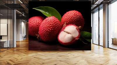 Fresh delicious lychee fruit top view Wall mural