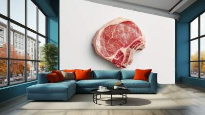 Fresh raw pork steak on a white background, isola Wall mural