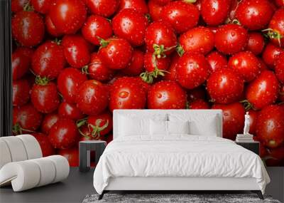 fresh tomatoes in drops of dew as a background Wall mural