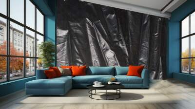 crumpled glossy dark polyethylene texture Wall mural