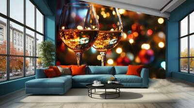 Hustle Party at Holiday Spirits Celebration with Glasses of Wine Wall mural