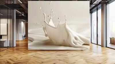 Indulge in the Creaminess: Delicious Heavy Cream Yogurt as Milk Dessert on White Background Wall mural