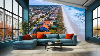 Jacksonville Homes. Aerial View of Luxury Beachfront Residences in Jacksonville Beach, FL Wall mural