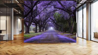 Johannesburg's Magical Jacaranda Trees in Full Bloom. Purple Paradise: A Scenic October Landscape Wall mural