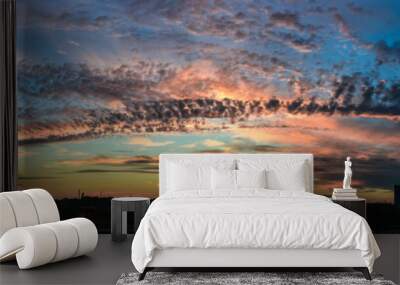 Kiev in the sunset sky cloud evening landscape panorama view landscape Ukraine june 2020 Wall mural