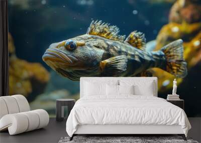 Lingcod Fish in Underwater Aquarium Environment. Marine Animal in Nature Wall mural