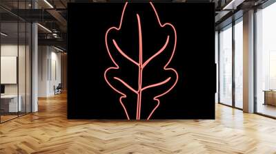 Neon oak leaf red color vector illustration flat style image Wall mural