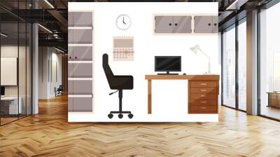 Office furniture. Office furniture, organizers and accessories. Vectyor illustration EPS10 Wall mural