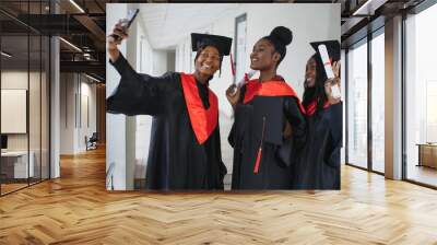 optimistic young university graduates at graduation Wall mural