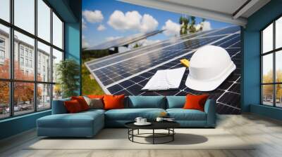 power solar panel on blue sky background,alternative clean green energy concept Wall mural