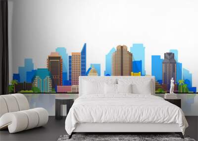 Sacramento California skyline vector lines illustration. Background with city panorama on a sky. Travel picture. Wall mural