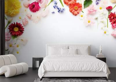 Season's Best Wishes! Happy Mother's Day Floral Composition on a Flawless White Studio Background: Wall mural