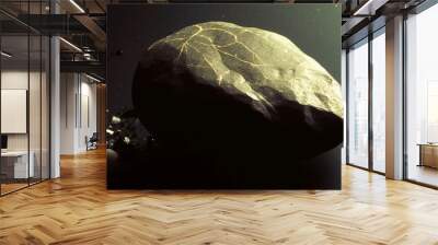 Shandite is rare precious natural stone on black background. AI generated. Header banner mockup with space. Wall mural