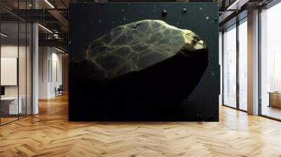 Shandite is rare precious natural stone on black background. AI generated. Header banner mockup with space. Wall mural