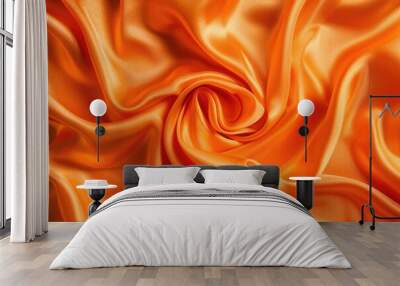 Silk Fabric Orange. Soft Satin Textile Background for Luxury Clothes Wall mural