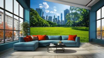 summer in park: manhattan skyline and metropolitan travel Wall mural