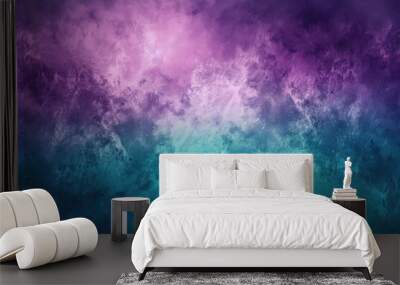 Teal Purple Abstract Gradient Background. Blurred Teal, Blue and Purple Watercolor Design Wall mural