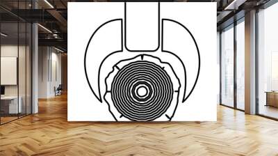 Timber carrying vessel transportation Special cargo Tree trunk lifting device Logging operations Skidder forestry vehicle Lumber forwarder icon outline black color vector illustration flat style image Wall mural