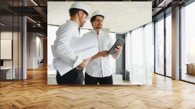 two business man construction site engineer. Wall mural