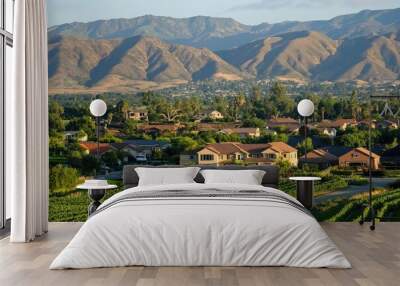 Ventura County Farm. Aerial View of Santa Rosa Valley Camarillo Homes in Suburban Community Wall mural