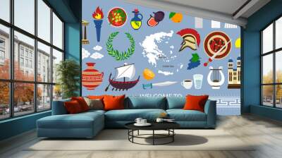 Welcome to greece travel collection. Travel Concept Greece Landmark Flat Icons Design. Vector illustration EPS10. Wall mural