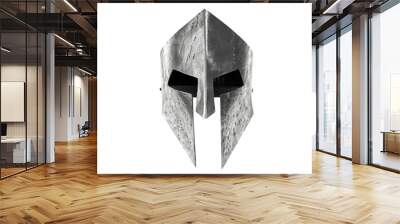 Ancient iron spartan head protection isolated on white. Wall mural