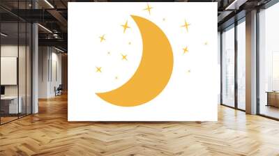 Moon and stars yellow vector icon. Wall mural