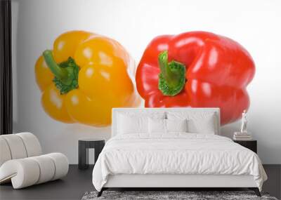 Ripe Yellow and Red Paprika Isolated Wall mural