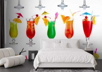 set of alcohol cocktails isolated on white Wall mural