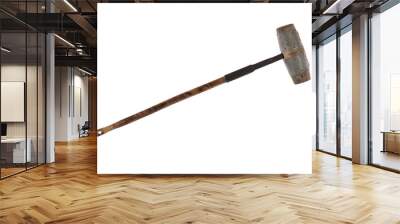 ancient wooden viking hammer isolated on white background Wall mural