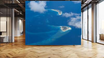 idyllic sunny blue seascape with blue sky and white clouds Wall mural