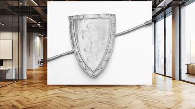 medieval spear and shield isolated on white background Wall mural